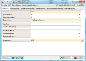Inventare anlegen und bearbeiten